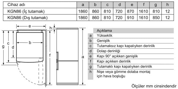 Bosch KGB86AIF0N Kombi No Frost Buzdolabı