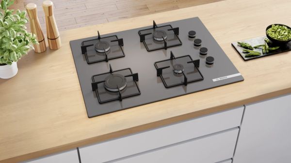 Bosch POP7C9P30O Gazlı Ocak 67 cm Sert cam, Antrasit gri