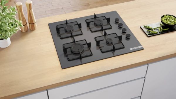 Bosch POP6C9P30O Serie 4 Gazlı Ocak 60 cm Sert cam, Antrasit gri