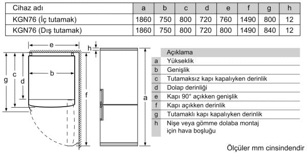 Bosch KGN76CWE0N Serie 6 Alttan Donduruculu Buzdolabı