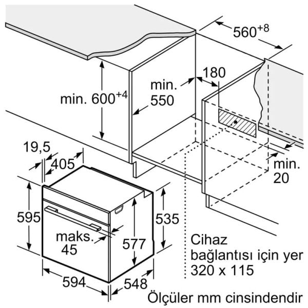 Bosch HJG852YW0T Serie 6 Ankastre Fırın 60 x 60 cm Beyaz