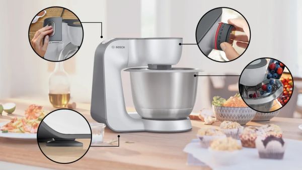 Bosch MUM58359 Serie 4 Mutfak Makinesi MUM 5 1000 W Metalik inoks gümüş,
