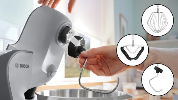 Bosch MUM58359 Serie 4 Mutfak Makinesi MUM 5 1000 W Metalik inoks gümüş,