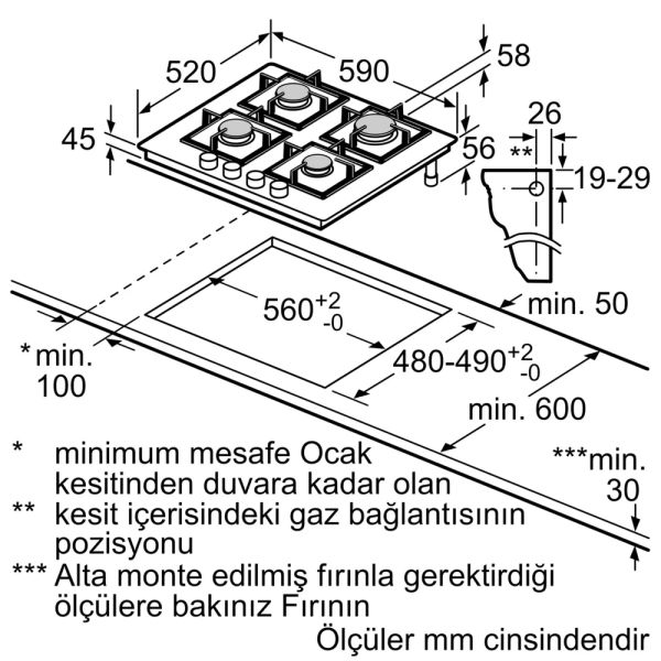 Bosch PPP6B1B90R Serie 6 Gazlı Ocak 60 cm NeoKlasik, Sert cam, İnci beyazı