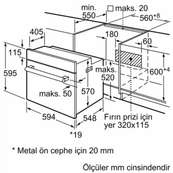 Bosch HBF514BB0T Serie 4 Ankastre Fırın(TEŞHİR)