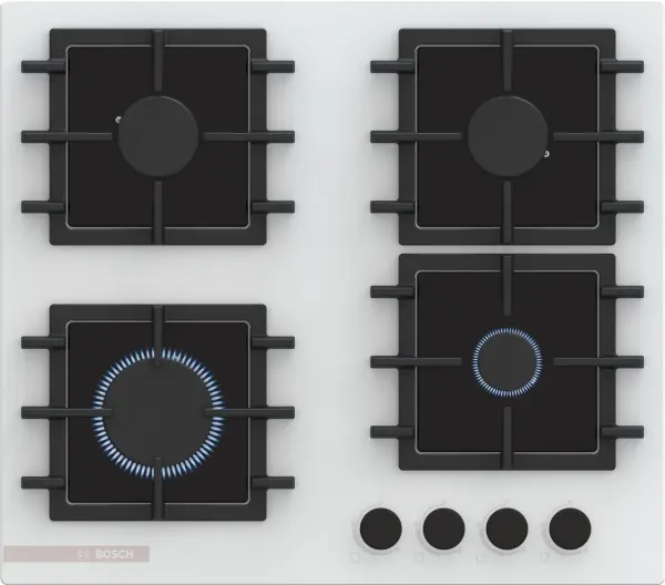 Bosch PNN6B2P40O Serie 4 Gazlı Ocak 60 cm Sert cam, Beyaz