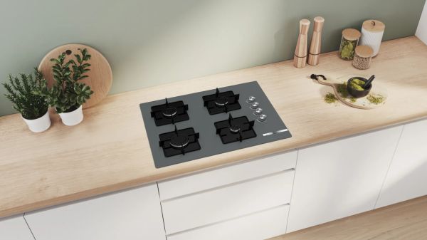 Bosch POP7C9O12O Serie 2 Gazlı Ocak 67 cm Sert cam, Antrasit gri