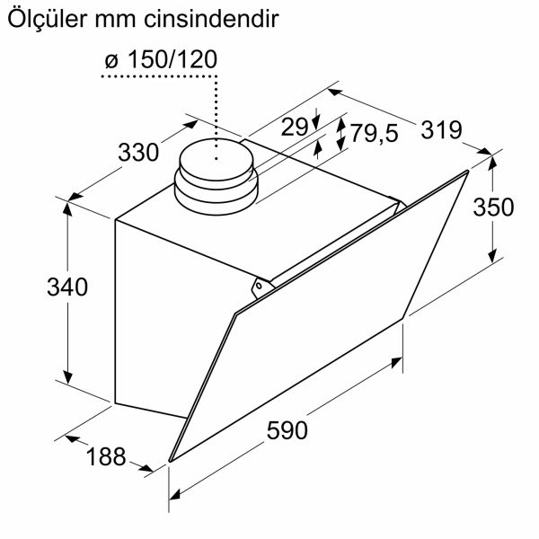 Bosch DWK63PJ61T Serie 2 Duvar Tipi Davlumbaz Siyah Cam