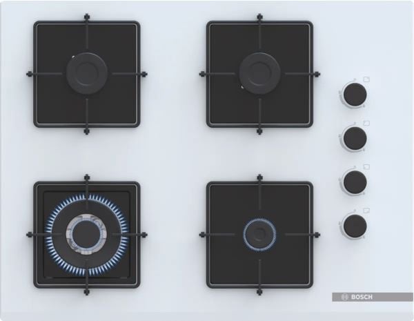 Bosch POH7C2P30O Serie 4 Gazlı Ocak 67 cm Sert cam, Beyaz